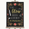 Chalk Style Blush Pink Rose & Gold Let Love Glow Glowstick Wedding Sign