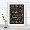 Chalk Style Blush Pink Rose & Gold Bucket List Personalized Wedding Sign