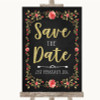 Chalk Style Blush Pink Rose & Gold Save The Date Personalized Wedding Sign