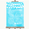Aqua Sky Blue Watercolour Lights Romantic Vows Personalized Wedding Sign