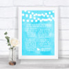 Aqua Sky Blue Watercolour Lights Romantic Vows Personalized Wedding Sign