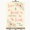 Blush Peach Floral Love Is Sweet Take A Treat Candy Buffet Wedding Sign