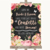 Chalkboard Style Pink Roses Confetti Personalized Wedding Sign