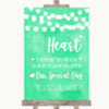 Mint Green Watercolour Lights Sign a Heart Personalized Wedding Sign