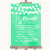 Mint Green Watercolour Lights Signature Favourite Drinks Wedding Sign