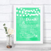 Mint Green Watercolour Lights Signature Favourite Drinks Wedding Sign
