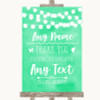 Mint Green Lights Thank You Bridesmaid Page Boy Best Man Wedding Sign