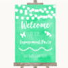 Mint Green Watercolour Lights Welcome To Our Engagement Party Wedding Sign