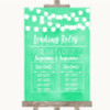 Mint Green Watercolour Lights Who's Who Leading Roles Personalized Wedding Sign