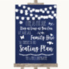 Navy Blue Watercolour Lights All Family No Seating Plan Wedding Sign