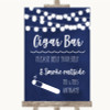 Navy Blue Watercolour Lights Cigar Bar Personalized Wedding Sign