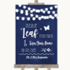 Navy Blue Watercolour Lights Fingerprint Tree Instructions Wedding Sign