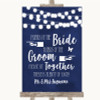 Navy Blue Watercolour Lights Friends Of The Bride Groom Seating Wedding Sign