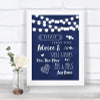 Navy Blue Watercolour Lights Guestbook Advice & Wishes Mr & Mrs Wedding Sign