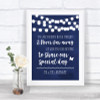 Navy Blue Watercolour Lights In Our Thoughts Personalized Wedding Sign