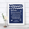 Navy Blue Watercolour Lights No Phone Camera Unplugged Personalized Wedding Sign