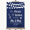 Navy Blue Watercolour Lights Petals Wishes Confetti Personalized Wedding Sign