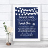 Navy Blue Watercolour Lights Photo Guestbook Friends & Family Wedding Sign