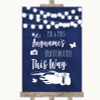 Navy Blue Watercolour Lights Photobooth This Way Left Personalized Wedding Sign