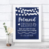 Navy Blue Watercolour Lights Polaroid Guestbook Personalized Wedding Sign