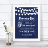 Navy Blue Watercolour Lights Popcorn Bar Personalized Wedding Sign