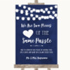 Navy Blue Watercolour Lights Puzzle Piece Guest Book Personalized Wedding Sign