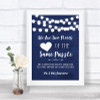 Navy Blue Watercolour Lights Puzzle Piece Guest Book Personalized Wedding Sign
