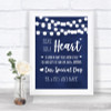 Navy Blue Watercolour Lights Sign a Heart Personalized Wedding Sign