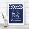 Navy Blue Watercolour Lights Toilet Get Out & Dance Personalized Wedding Sign