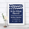 Navy Blue Watercolour Lights We Are Getting Married Personalized Wedding Sign