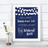 Navy Blue Watercolour Lights Wishing Well Message Personalized Wedding Sign