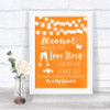 Orange Watercolour Lights Alcohol Bar Love Story Personalized Wedding Sign