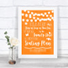 Orange Watercolour Lights All Family No Seating Plan Personalized Wedding Sign