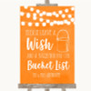 Orange Watercolour Lights Bucket List Personalized Wedding Sign