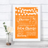 Orange Watercolour Lights Cheesecake Cheese Song Personalized Wedding Sign