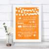 Orange Watercolour Lights Don't Post Photos Facebook Personalized Wedding Sign