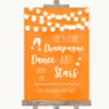 Orange Watercolour Lights Drink Champagne Dance Stars Personalized Wedding Sign