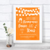 Orange Watercolour Lights Drink Champagne Dance Stars Personalized Wedding Sign