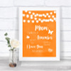 Orange Watercolour Lights I Love You Message For Mum Personalized Wedding Sign