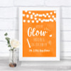 Orange Watercolour Lights Let Love Glow Glowstick Personalized Wedding Sign