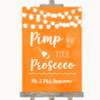 Orange Watercolour Lights Pimp Your Prosecco Personalized Wedding Sign