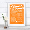 Orange Watercolour Lights Romantic Vows Personalized Wedding Sign