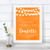 Orange Watercolour Lights Take Some Confetti Personalized Wedding Sign