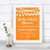 Orange Watercolour Lights We Are Getting Married Personalized Wedding Sign