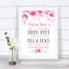 Pink Watercolour Floral Dancing Shoes Flip-Flop Tired Feet Wedding Sign