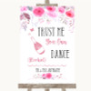 Pink Watercolour Floral Alcohol Says You Can Dance Personalized Wedding Sign