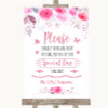 Pink Watercolour Floral Don't Post Photos Online Social Media Wedding Sign