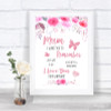 Pink Watercolour Floral I Love You Message For Mum Personalized Wedding Sign