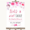 Pink Watercolour Floral Kids Table Personalized Wedding Sign