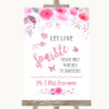 Pink Watercolour Floral Let Love Sparkle Sparkler Send Off Wedding Sign